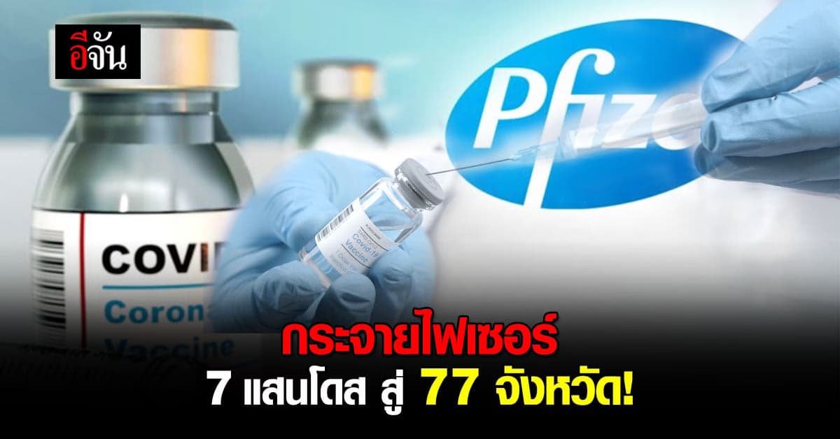 กรมควบคุมโรค จัดส่งวัคซีนไฟเซอร์  7 แสนโดส ให้ด่านหน้า 77 จังหวัด