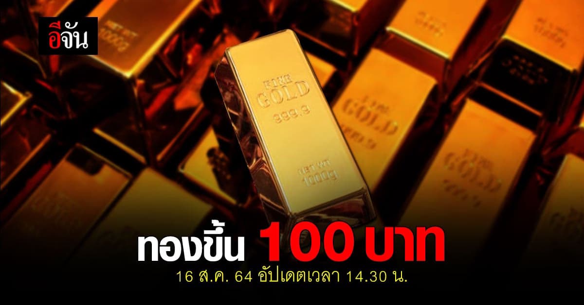 ผ่านมาครึ่งวัน ราคาทองวันนี้ 16 ส.ค. 64 ทองขึ้น 100บาท