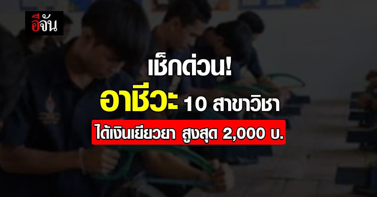 ครม. เห็นชอบ เยียวยา อาชีวะ สูงสุด 2,000 บ. แบ่งภาระค่าใช้จ่าย