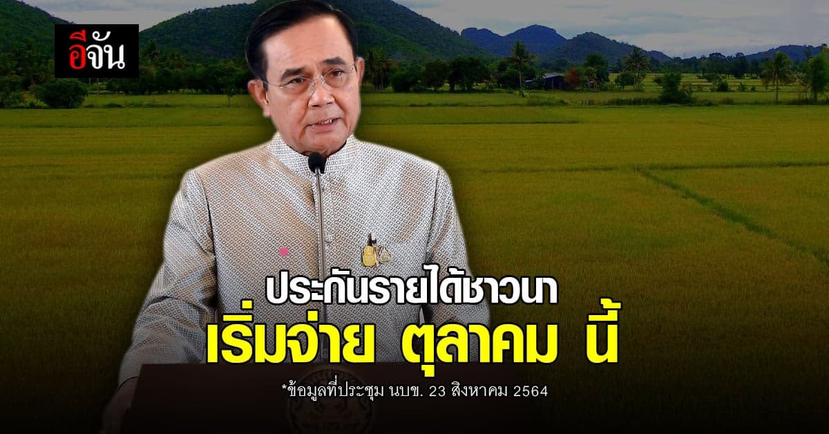 นบข. เคาะ งบประมาณ ประกันรายได้ชาวนา คาดเริ่ม เริ่มจ่าย ตุลาคม นี้