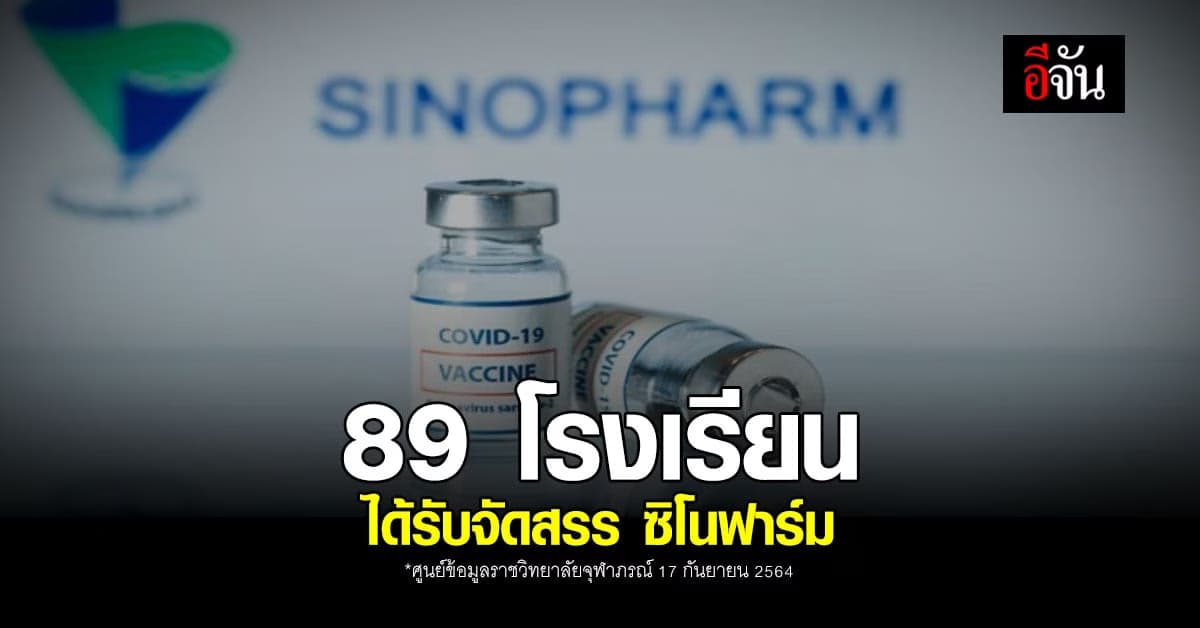 รายชื่อ 89 โรงเรียน ได้รับการจัดสรร วัคซีน ซิโนฟาร์ม VACC 2 School