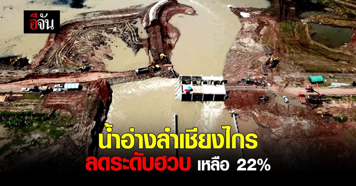 จนท.เร่งซ่อมแนวคันดิน อ่างเก็บน้ำเชียงไกร หลังน้ำลดระดับเหลือ 22%
