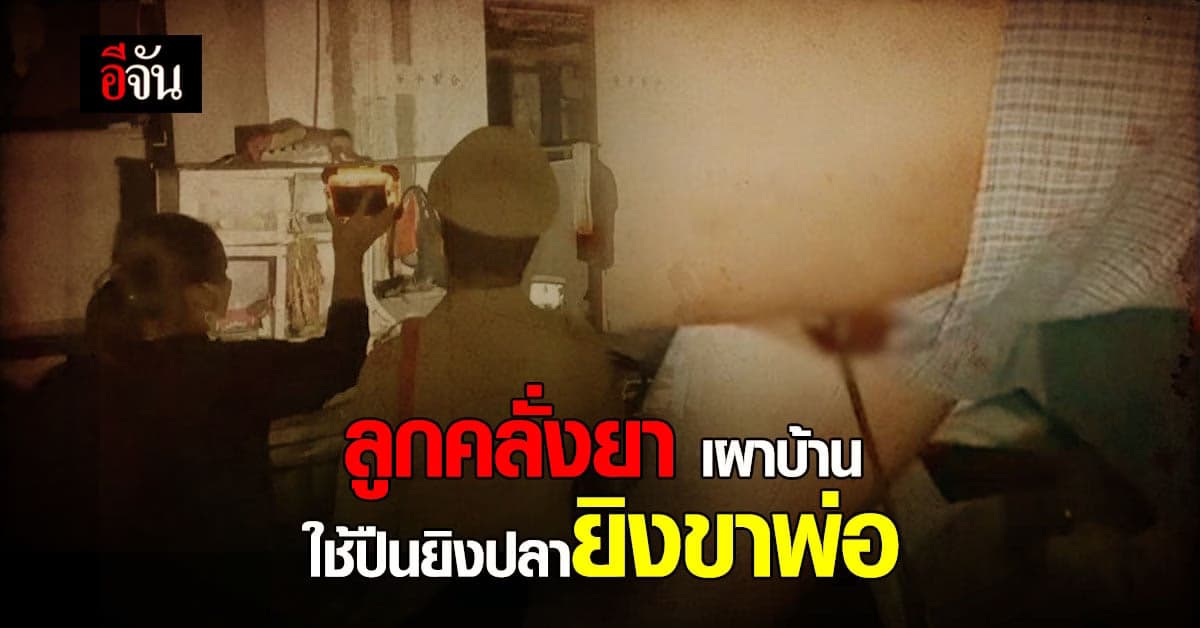 ลูกคลั่งยา อาละวาด จุดไฟเผาบ้านตัวเอง ยิงขาพ่อบาดเจ็บ