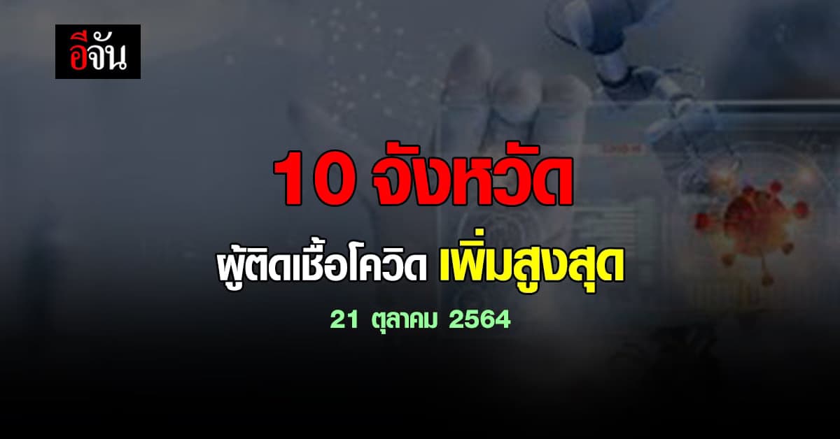 ศบค. เปิด 10 จังหวัด ติดเชื้อโควิด สูงสุด วันนี้ 21 ตุลาคม 2564
