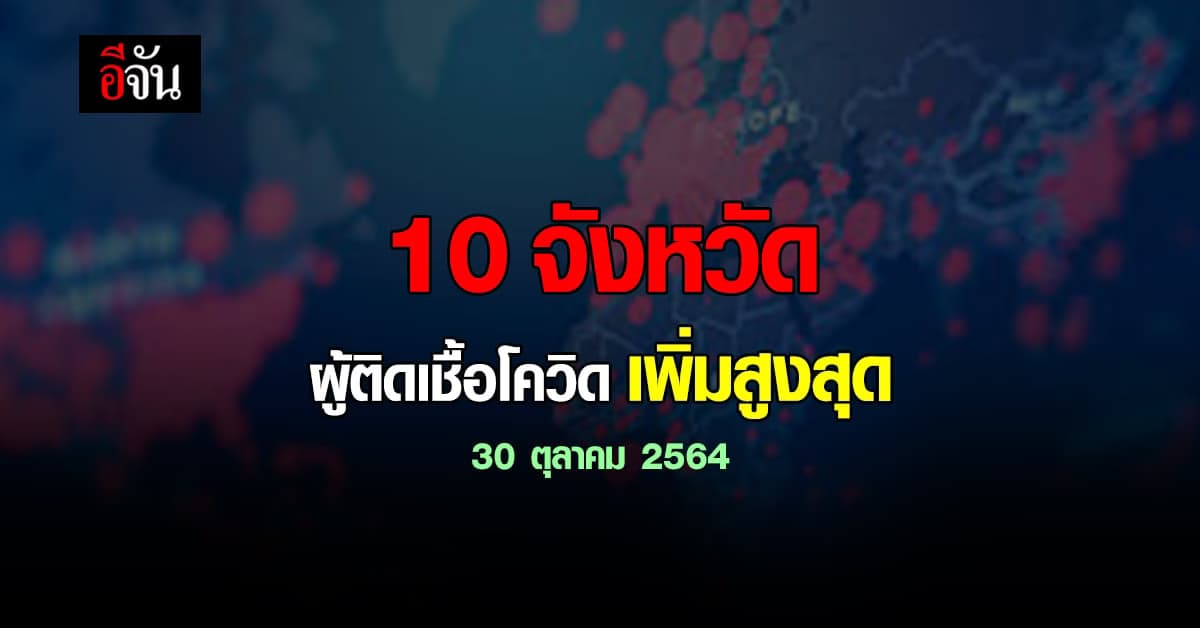 ศบค. เปิด 10 จังหวัด ติดเชื้อโควิด สูงสุด วันนี้ 30 ตุลาคม 2564
