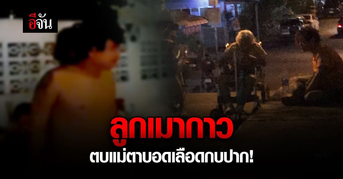 อนาถใจ! ลูกเมากาว ตีแม่ตาบอด ตบเลือดกบปาก