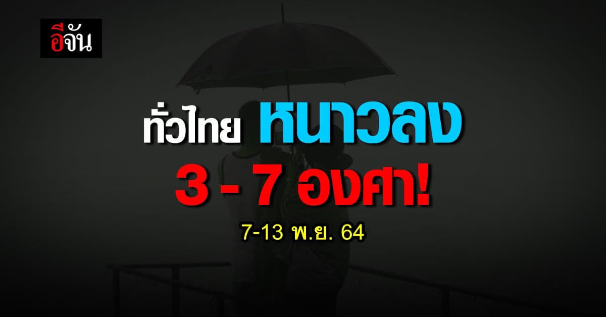 กรมอุตุ เผย 7 – 13 พ.ย. นี้ ทั่วไทย อุณหูมิลดลง 3-7 องศา