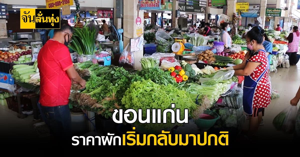 ขอนแก่น เริ่มปรับราคาแผงผักสด ลดลงเท่าตัว