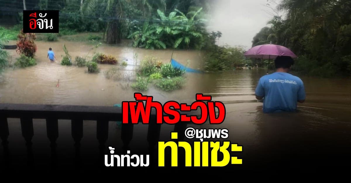 ปภ.ชุมพร แจ้งเตือนด่วน อำเภอท่าแซะ เฝ้าระวังน้ำหลาก