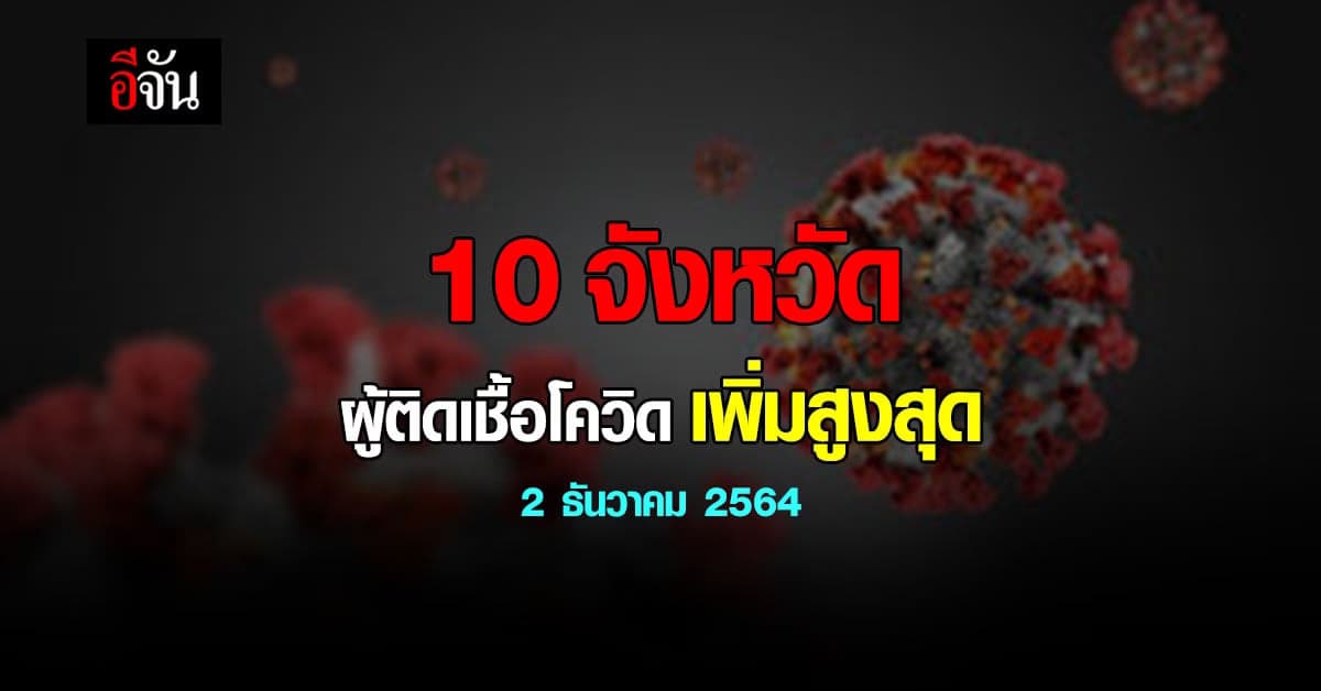 ศบค. เปิด 10 จังหวัด ติดเชื้อโควิด สูงสุด วันนี้ 2 ธันวาคม 2564