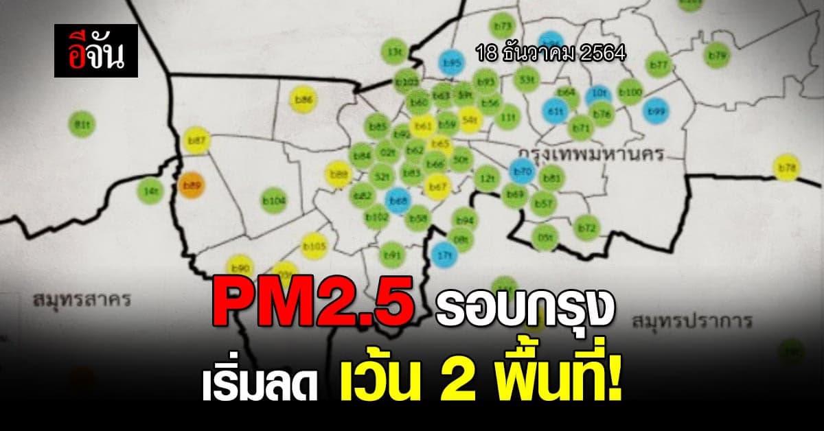 ศกพ. เผย หลายพื้นที่ใน กรุงเทพและปริมณฑล PM2.5 เริ่มลด