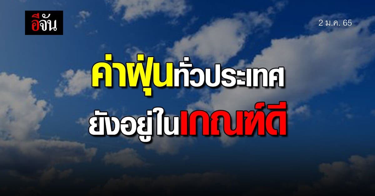 PM2.5 ทั่วประเทศ ยังอยู่ใน เกณฑ์ดี ด้าน กทม. เตือน ค่าฝุ่นสูง 4-8 ม.ค.