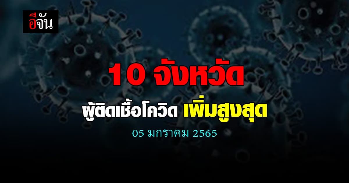 ศบค. เปิด 10 จังหวัด ติดเชื้อโควิด สูงสุด วันนี้ 05 มกราคม 2565