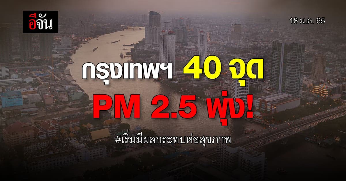 กว่า 40 พื้นที่ ทั่วกรุงเทพ ค่าฝุ่น PM 2.5 เกินมาตรฐาน