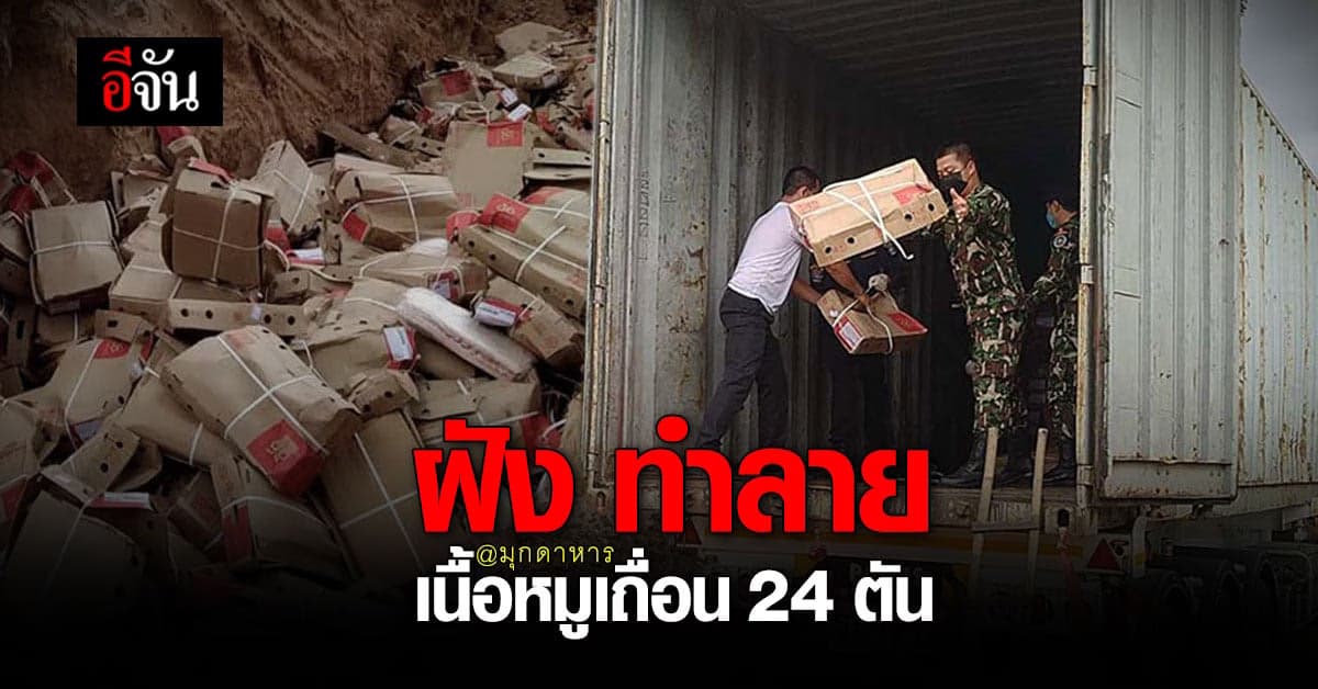 มุกดาหาร ทำลายเนื้อหมู ลักลอบนำเข้า ไม่ได้มาตรฐาน 24 ตัน