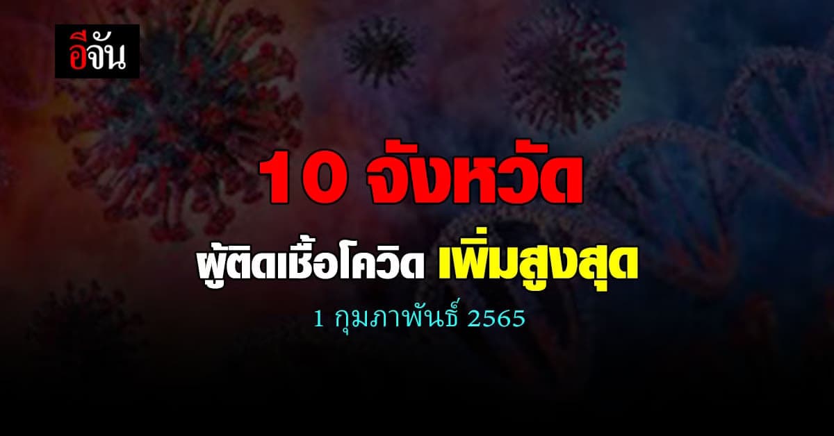 ศบค. เปิด 10 จังหวัด ติดเชื้อโควิด สูงสุด วันนี้ 1 กุมภาพันธ์ 2565
