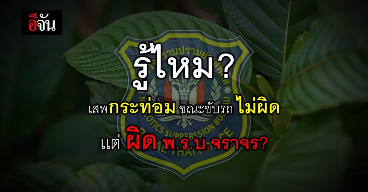 ตำรวจ แจง เสพพืชกระท่อม แล้วขับขี่ ไม่ผิดกฎหมาย