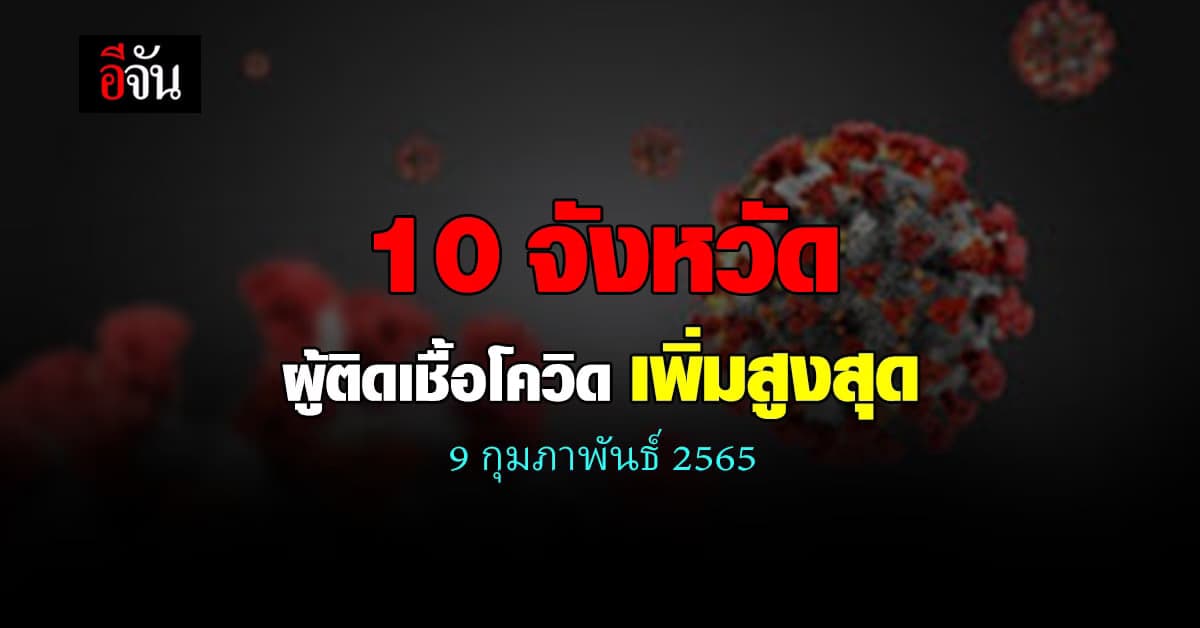 ศบค. เปิด 10 จังหวัด ติดเชื้อโควิด สูงสุด วันนี้ 9 กุมภาพันธ์ 2565