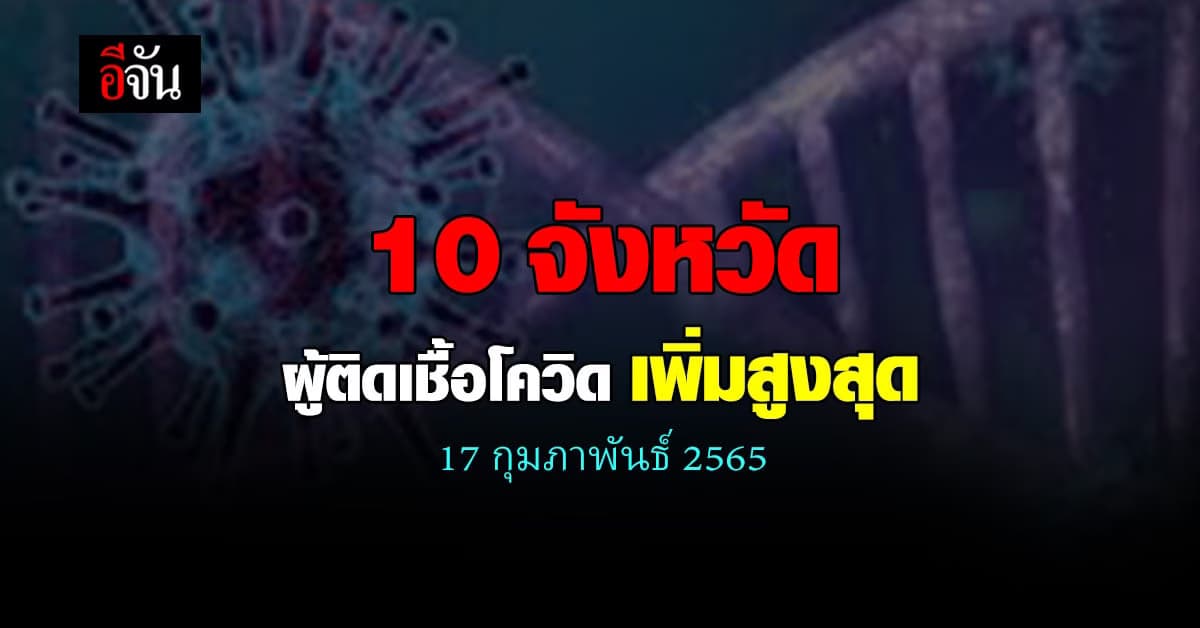 ศบค. เปิด 10 จังหวัด ติดเชื้อโควิด สูงสุด วันนี้ 17 กุมภาพันธ์ 2565