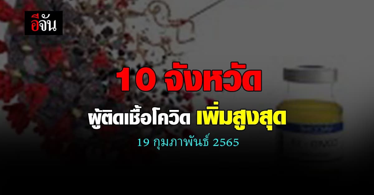 ศบค. เปิด 10 จังหวัด ติดเชื้อโควิด สูงสุด วันนี้ 19 กุมภาพันธ์ 2565