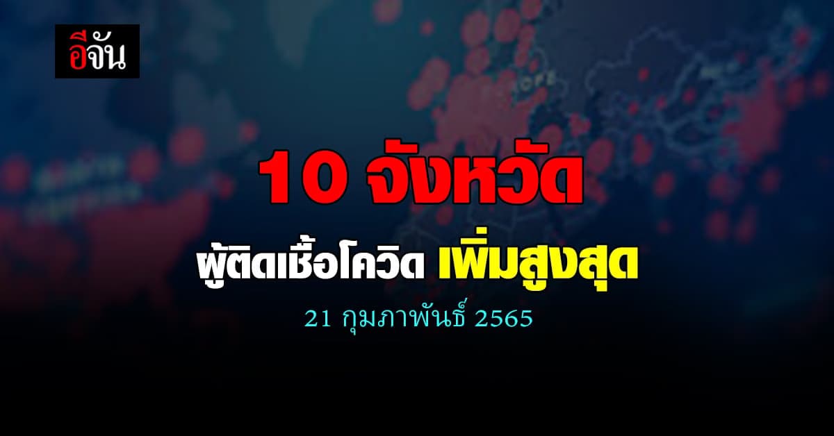 ศบค. เปิด 10 จังหวัด ติดเชื้อโควิด สูงสุด วันนี้ 21 กุมภาพันธ์ 2565