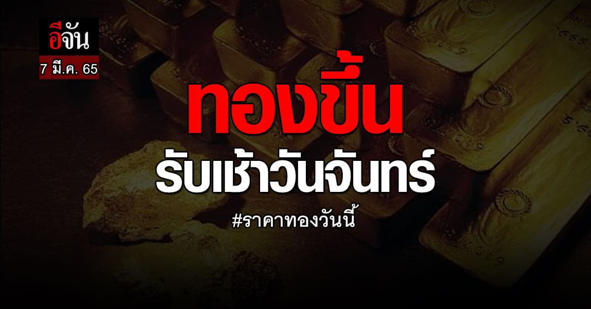 ราคาทองคำปรับ ครั้งแรก ในวันแรกของสัปดาห์ 7 มี.ค. 65 ขึ้นสูง 450 บาท