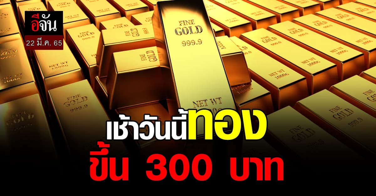 ราคาทองวันนี้ (22 มี.ค. 65) พุ่งสูงขึ้น 300 บาท ทองรูปพรรณ 31,300 บาท