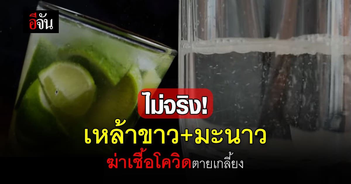 เหล้าขาวผสมมะนาว ดื่มแล้วฆ่าเชื้อโควิดตายเกลี้ยง ไม่จริง อย่าแชร์