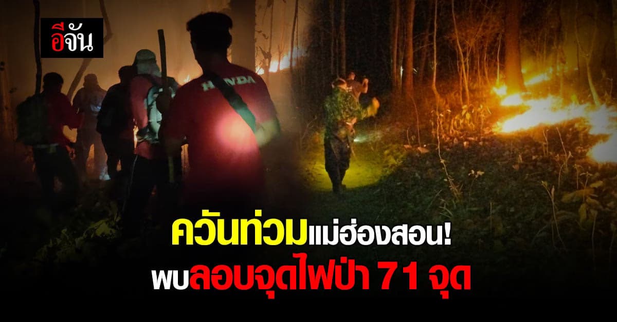 แม่ฮ่องสอนไฟป่าหนัก 71 จุด! ส่งผลให้ค่า PM2.5 สูงขึ้นอย่างต่อเนื่อง