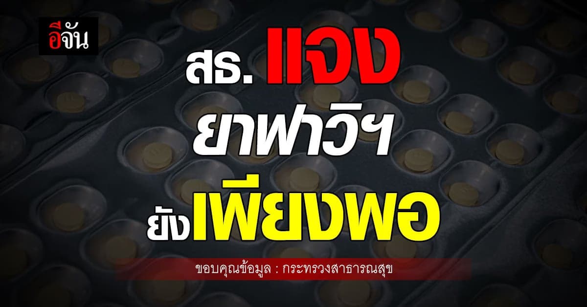 สธ. แจง ยาฟาวิพิราเวียร์ คงเหลือ เพียงพอ แนะ รพ. หากไม่พอ ขอ สสจ. ได้