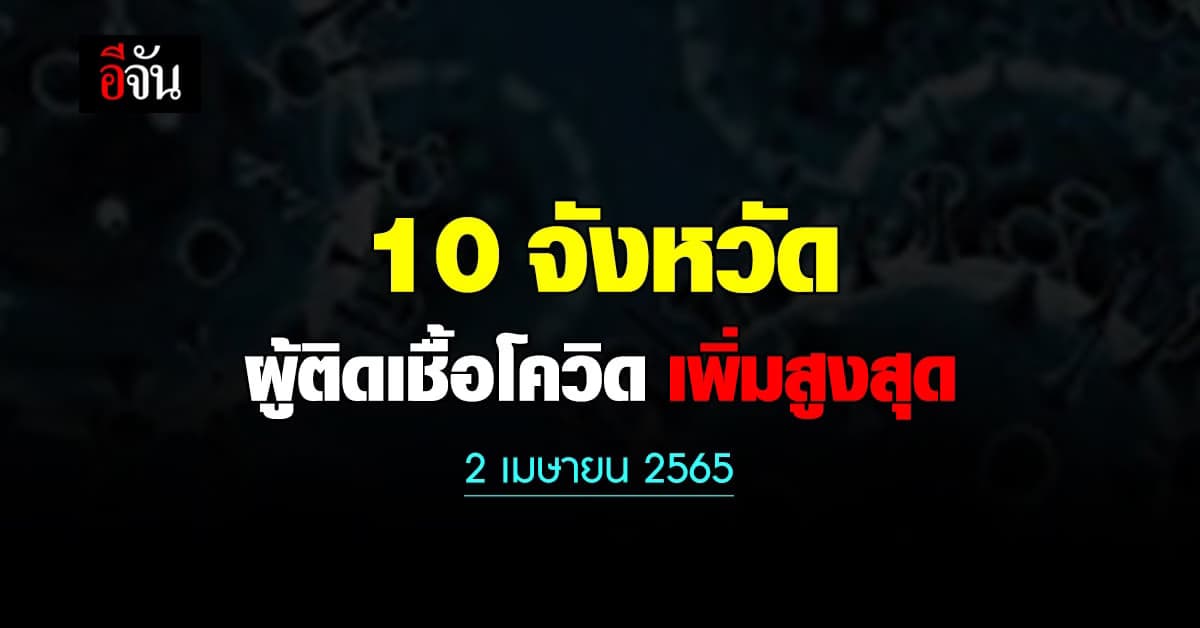 ศบค. เปิด 10 จังหวัด ติดเชื้อโควิด สูงสุด วันนี้ 2 เมษายน 2565
