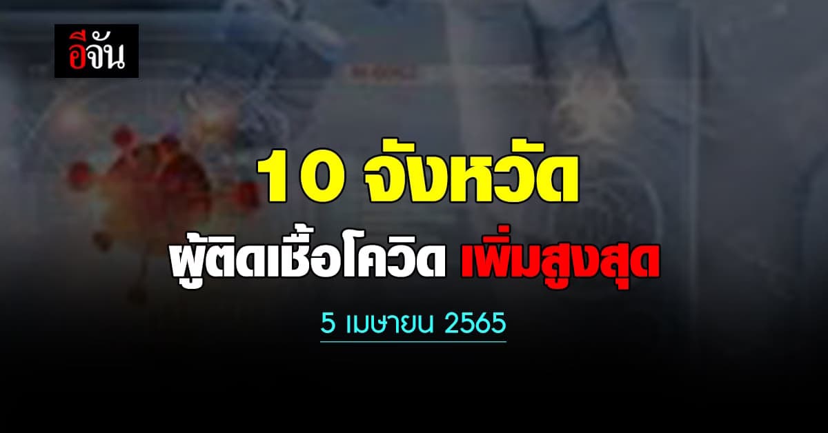 ศบค. เปิด 10 จังหวัด ติดเชื้อโควิด สูงสุด วันนี้ 5 เมษายน 2565