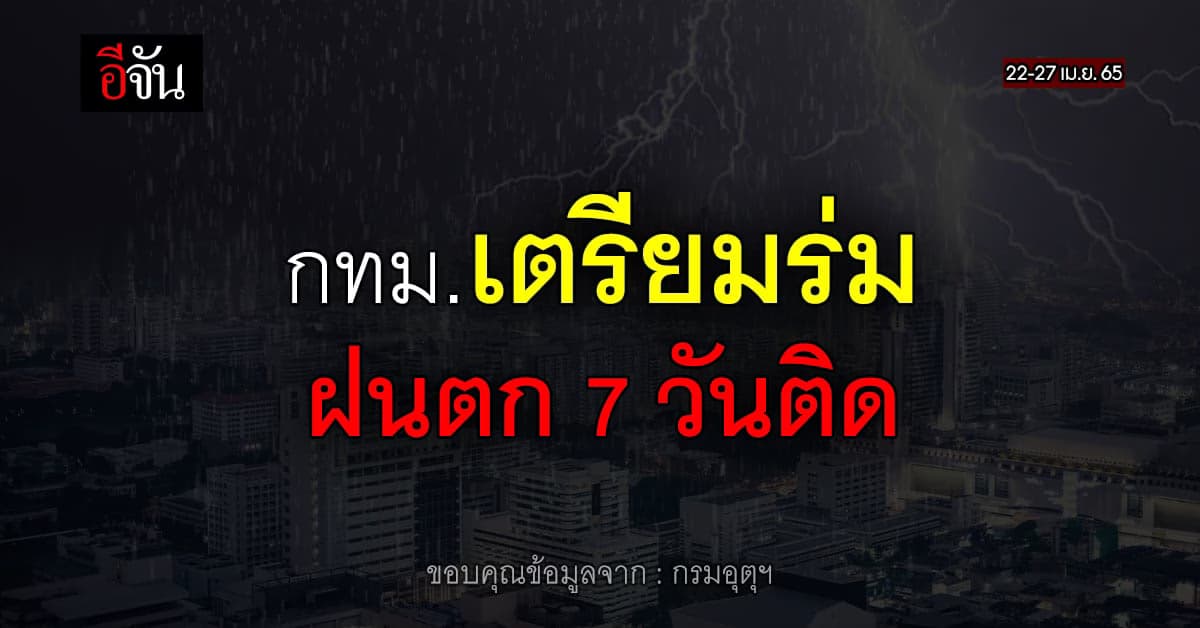 กรมอุตุฯ เผย พยากรณ์อากาศ 7 วันข้างหน้า กรุงเทพฯเจอฝน