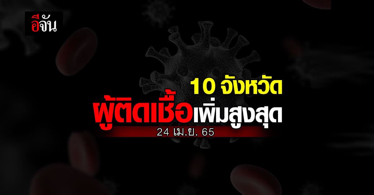 ศบค. เปิด 10 จังหวัด ติดเชื้อโควิด สูงสุด วันนี้ 24 เมษายน 2565