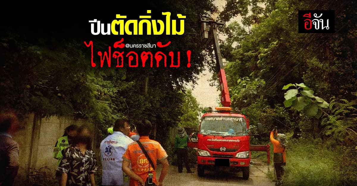 หนุ่มล้มกิ่งไม้พาดสายไฟฟ้า ไฟช็อตดับสลด!