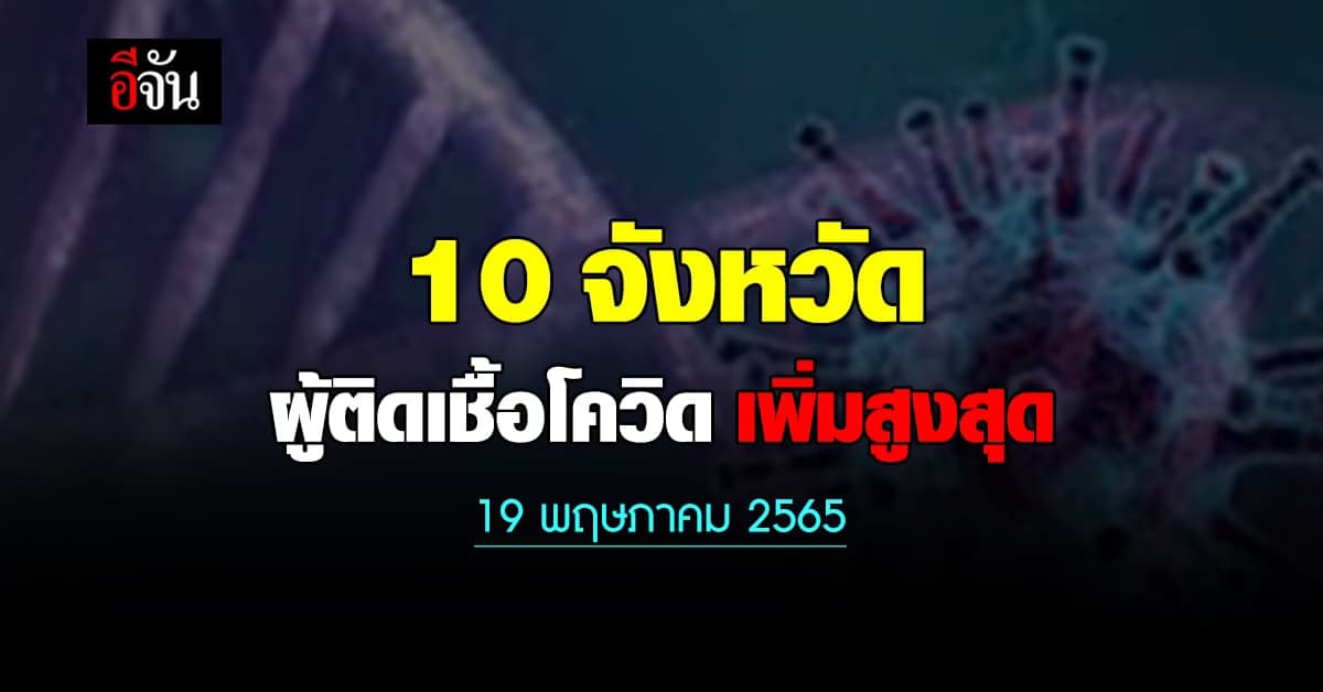 ศบค. เปิด 10 จังหวัด ติดเชื้อโควิด สูงสุด วันนี้ 19 พฤษภาคม 2565