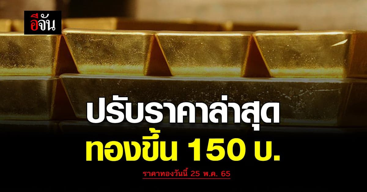 ราคาทองวันนี้ 25 พ.ค. 65 ล่าสุด ปรับราคาตามตลาด ทองขึ้น 150 บาท