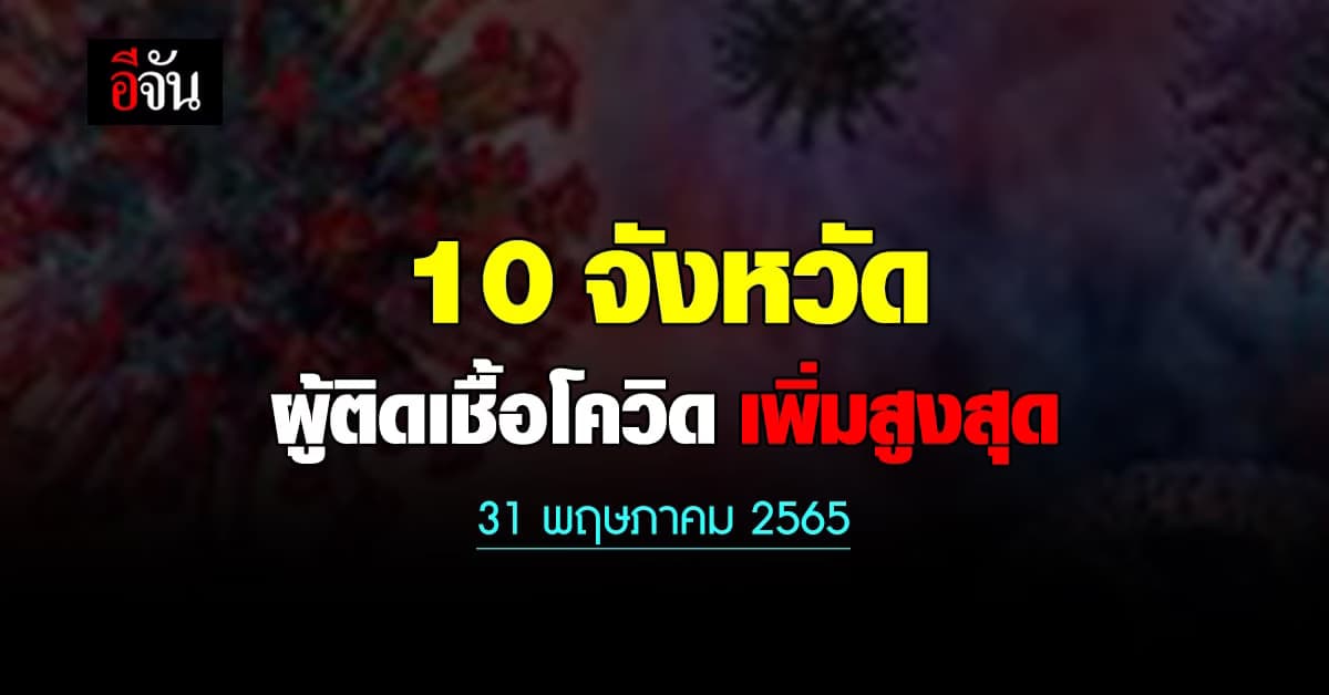 ศบค. เปิด 10 จังหวัด ติดเชื้อโควิด สูงสุด วันนี้ 31 พฤษภาคม 2565