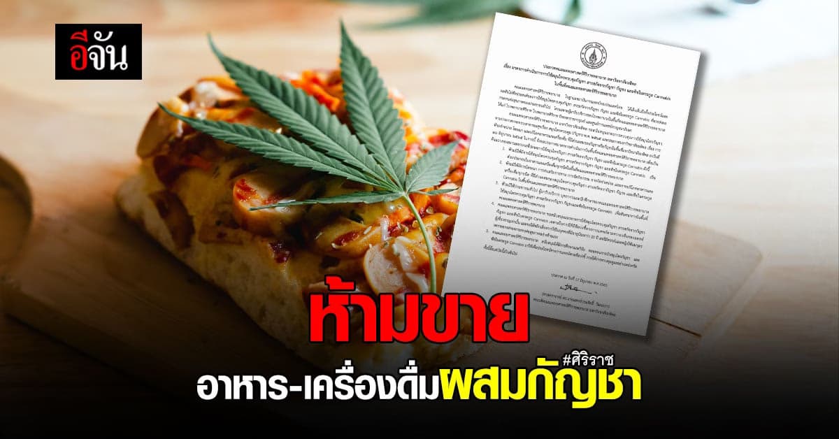 ศิริราช ประกาศ ห้ามขายอาหาร เครื่องดื่มผสม กัญชา ใน โรงพยาบาล