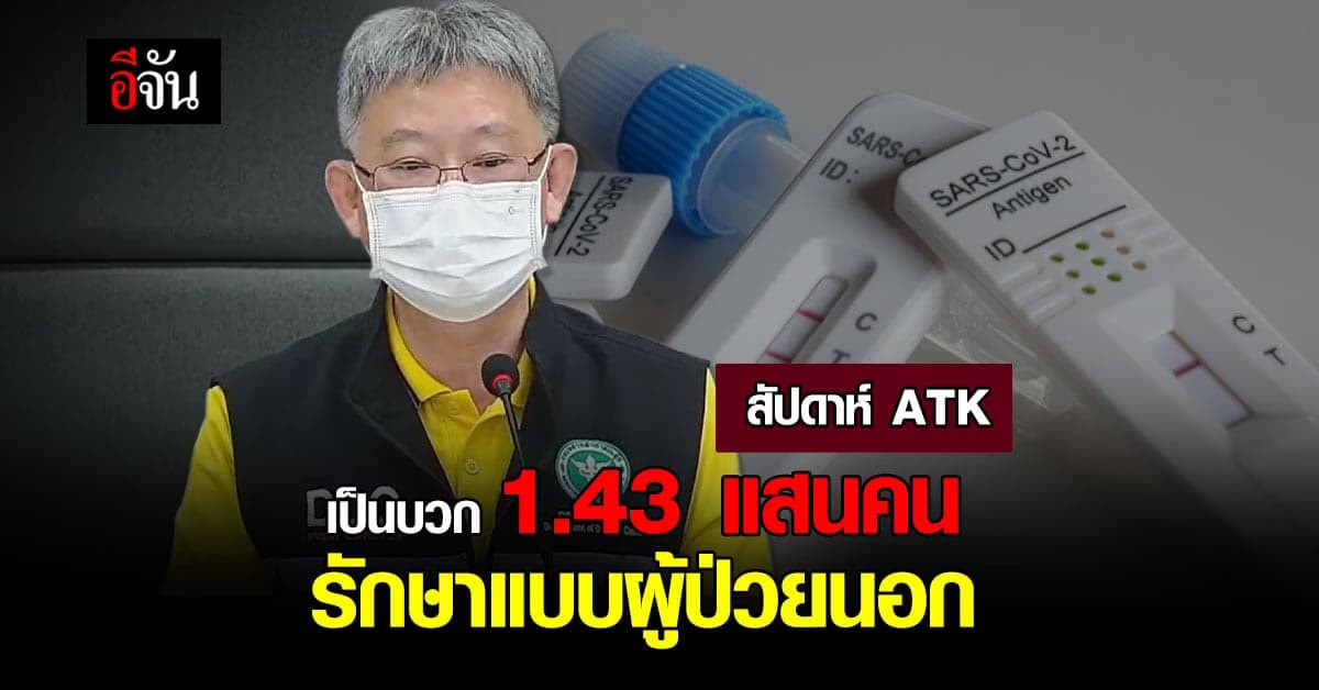 กรมควบคุมโรค เผย 1 สัปดาห์มีผู้ป่วยโควิด ATK ผลบวก 1.43 แสนคน