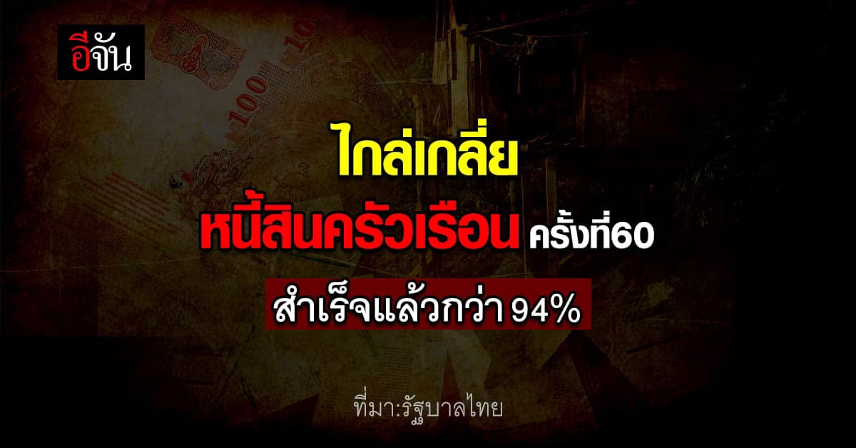 โฆษกรัฐบาล เผย ไกล่เกลี่ยหนี้สินครัวเรือน สำเร็จแล้วกว่า 94%