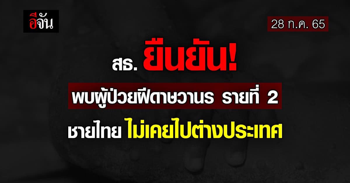 สธ.ยืนยัน! พบผู้ป่วยฝีดาษวานร รายที่ 2 ของไทย
