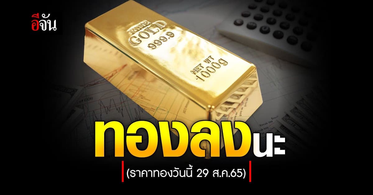 ราคาทองคำวันนี้ 29 ส.ค. 65 ขยับลง 50 บาท