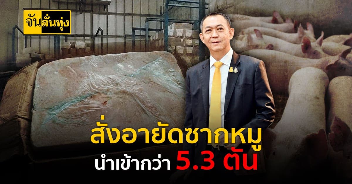 กรมปศุสัตว์ อายัดซากสุกร นำเข้ากว่า 5.3 ตัน