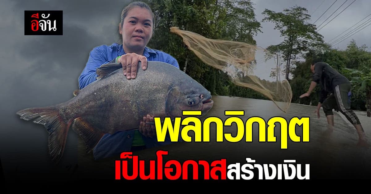 ชาวบ้าน จ.จันทบุรี ออกมาทอดแห จับปลา หารายได้เสริม ช่วงน้ำท่วม