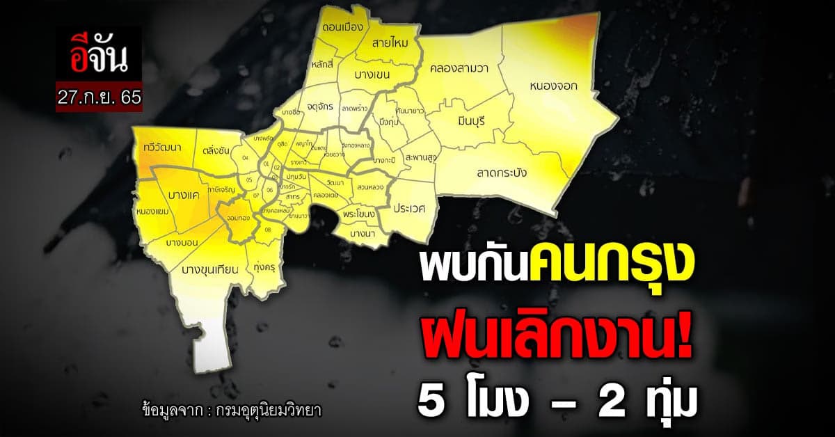 อุตุฯ คาดฝนตก 5 โมงเย็น – 2 ทุ่ม เขตหนองจอกหนักสุด