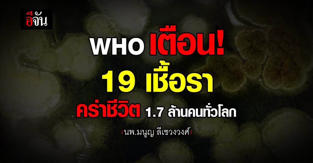 WHO เตือน 19 เชื้อราอันตราย คร่าชีวิต 1.7 ล้านคนทั่วโลก