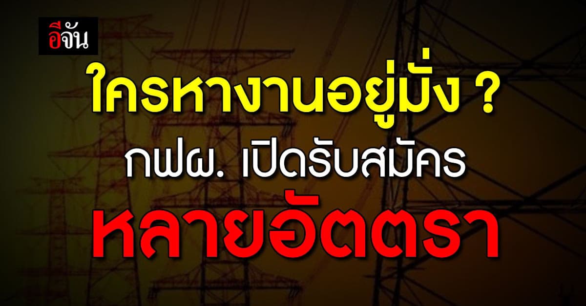 ข่าวดี ! คนหางาน ใครพร้อมลุยเลย กฟผ. เปิดรับสมัครหลายตำแหน่ง