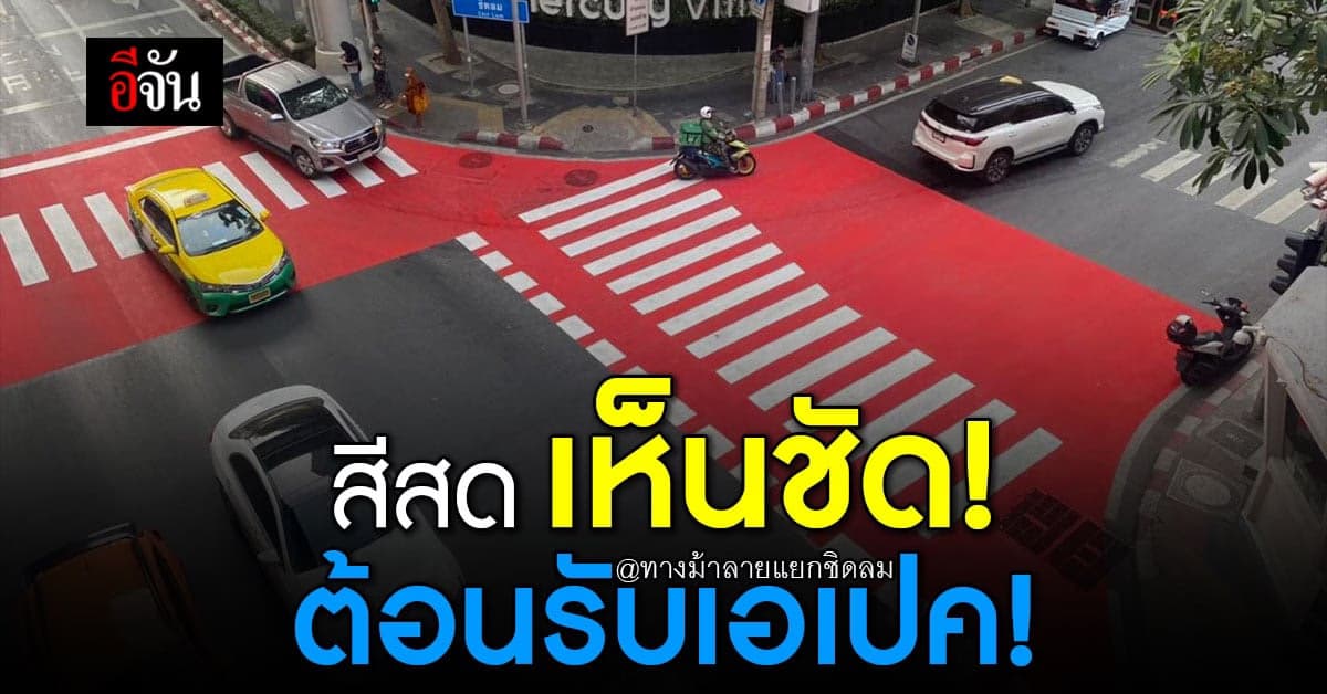 โซเชียลแซว ไทยปลูกต้นผักชีเก่ง หลังเห็นทางม้าลายใหม่ แยกชิดลม