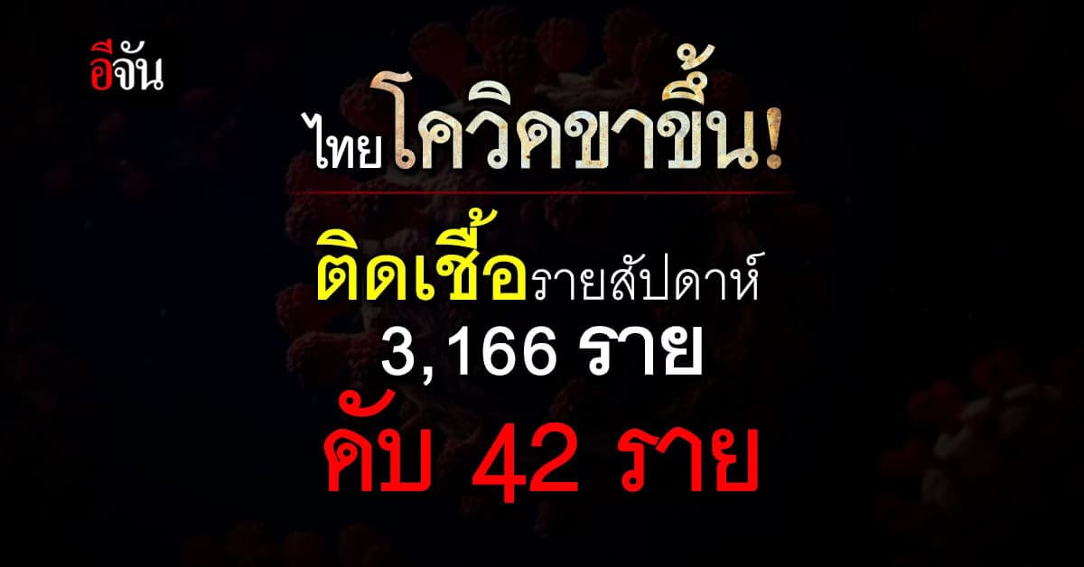 โควิดขาขึ้น! ติดเชื้อรายสัปดาห์ 3,166 ราย